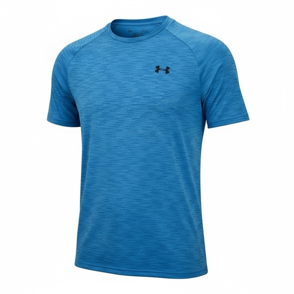 Mens Under‎ Armour Tech Tee Shirt in Blue Stripe -Loose Size Large